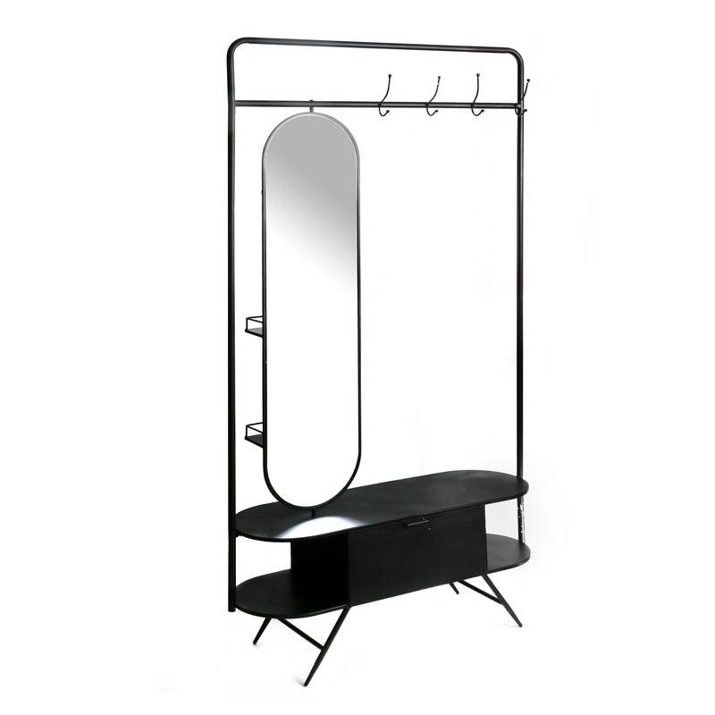 מתלה מתכת לבגדים עם מראה