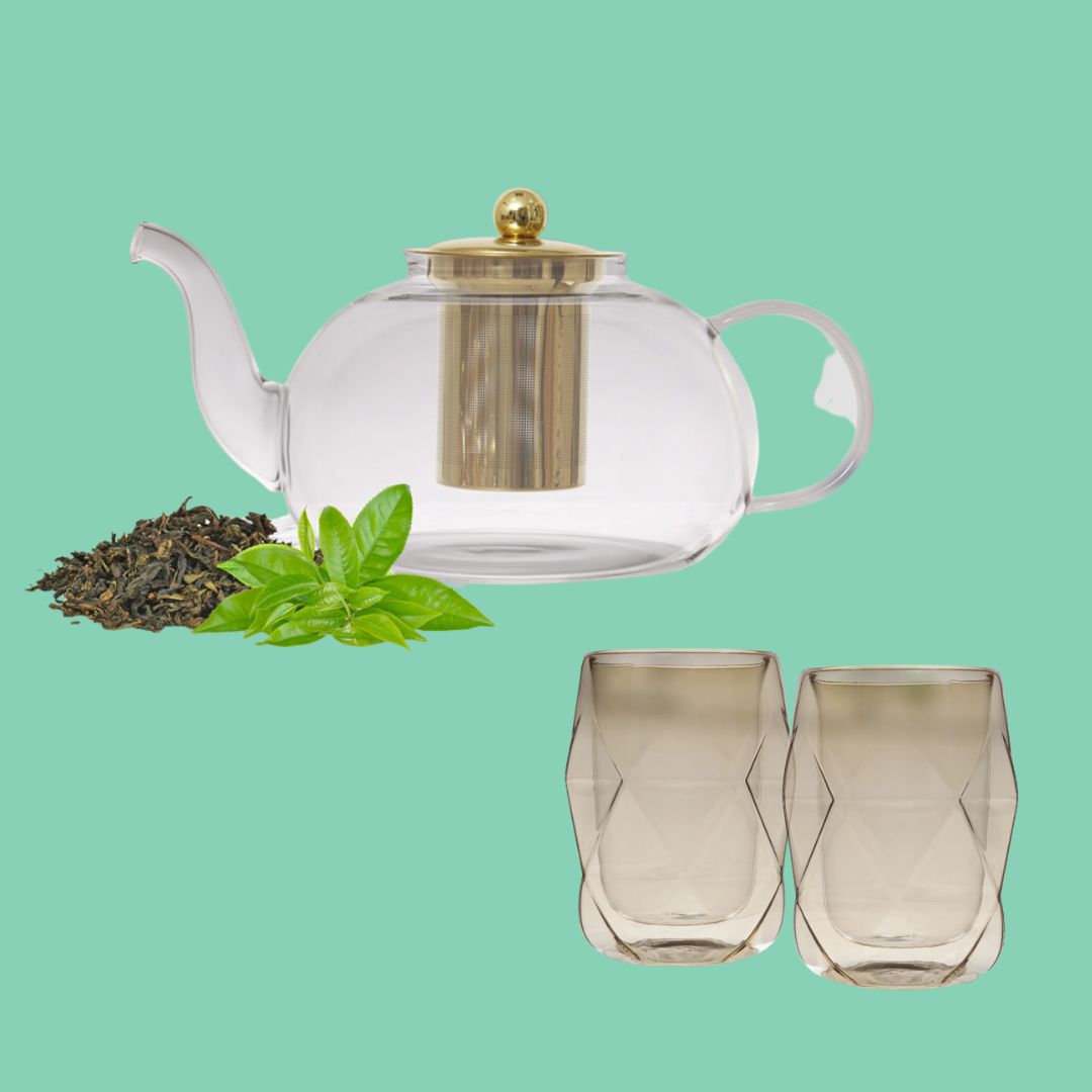 קומקום זכוכית DREAMCHEF +כוסות DREAMCHEF זכוכית שכבה כפולה