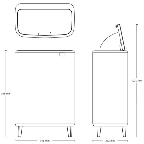 פח טאץ הפרדה 30+30 ליטר BO - לבן Brabantia – תמונה 3