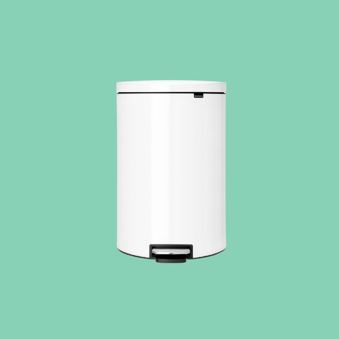 פח פדל אובלי - גב שטוח, 40 ליטר - לבן Brabantia