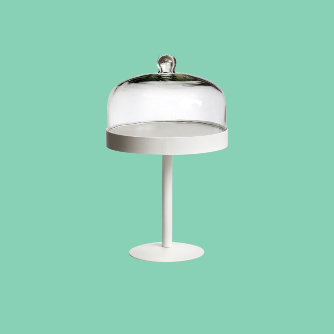 מגש פעמון על רגל דקה לבן