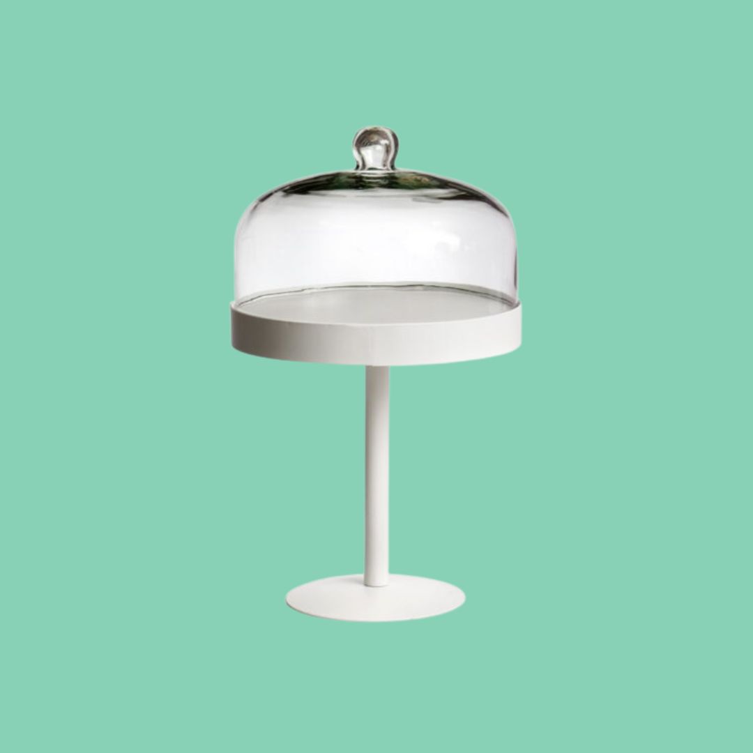 מגש פעמון קטן על רגל דקה לבן
