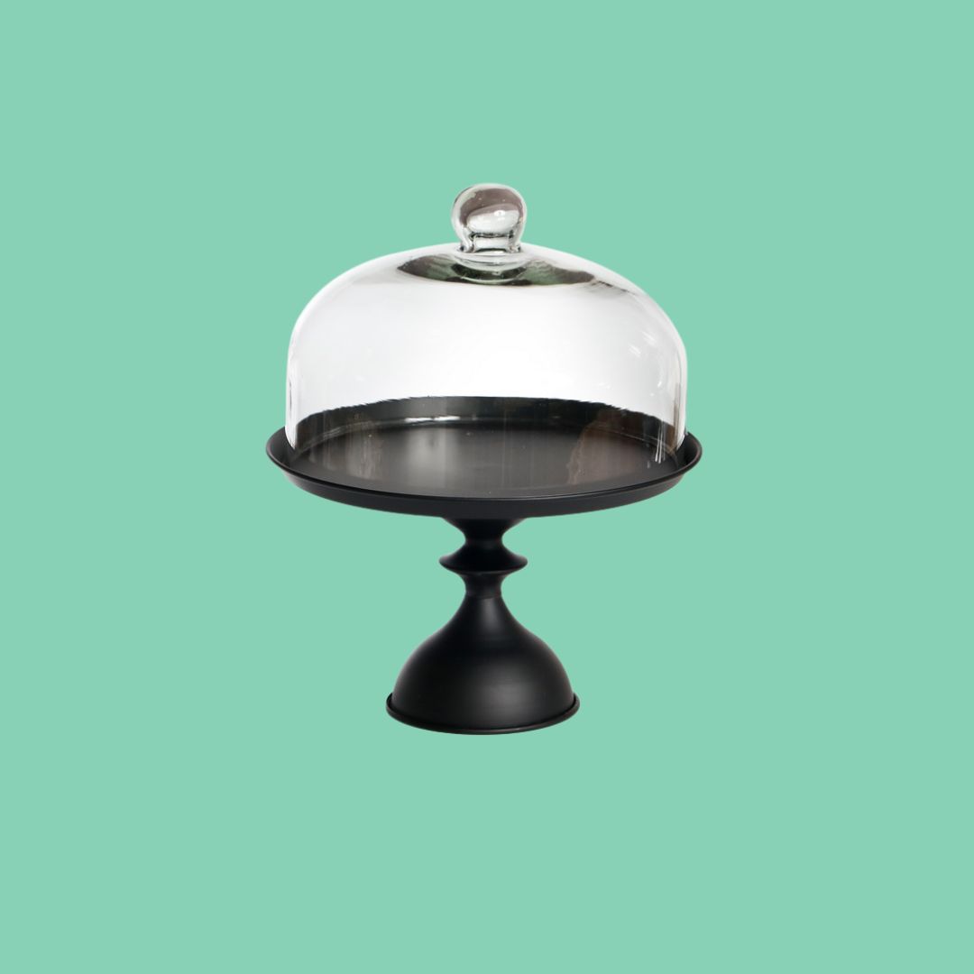 מגש פעמון על רגל עבה שחור