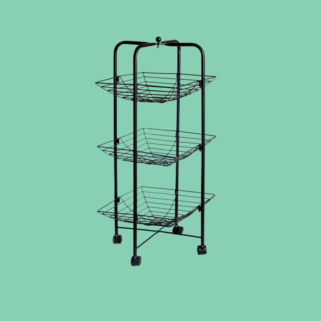 עגלה לירקות שחור מט /3 קומות