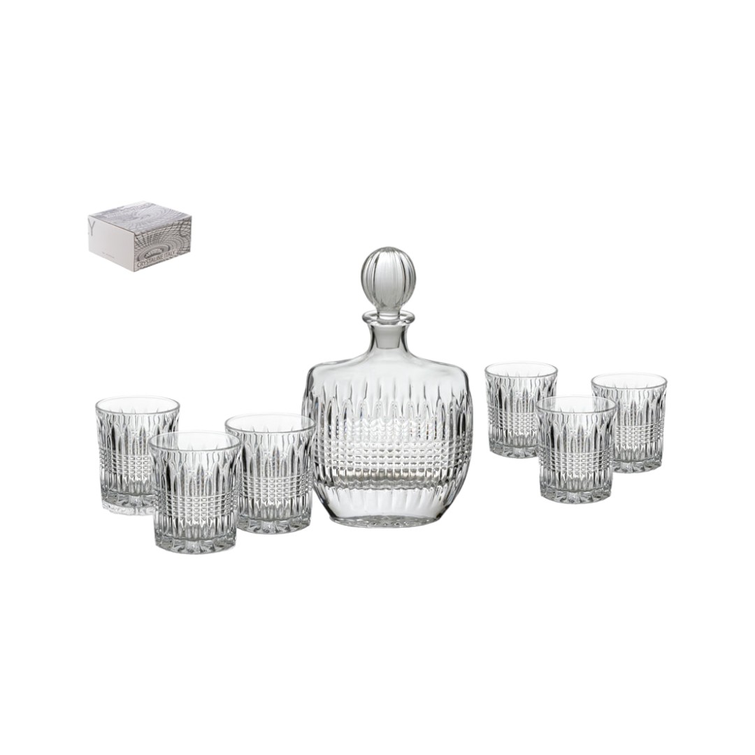 סט דקנטר ו-6 כוסות לוויסקי CRYSTALINEGOLD קריסטל בוהמיה