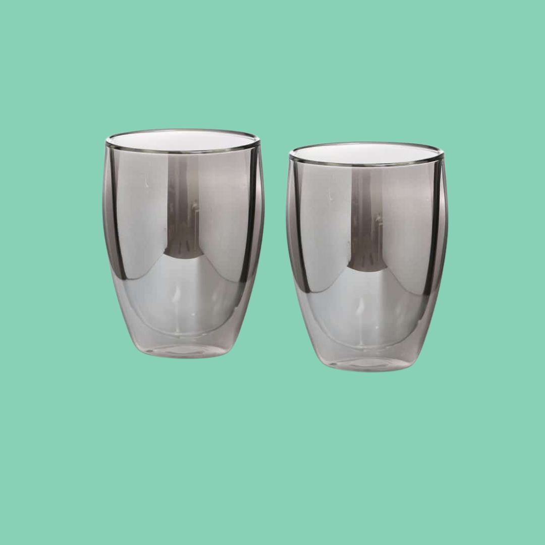 זוג כוסות דאבל גלאס אפור